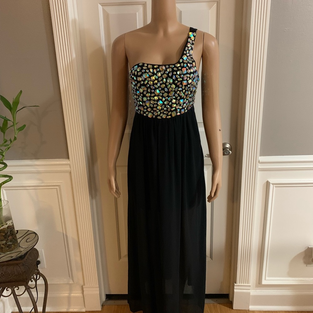 Women’s junior one off shoulder black dress size S - Picture 4 of 11